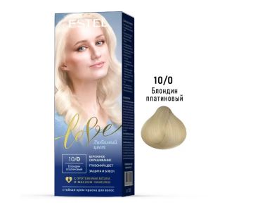 Краска крем для волос 50мл Стойкая тон 10/0 Платиновый блондин ESTEL LOVE TON 1/1