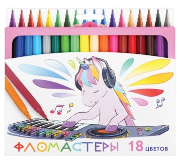 Фломастеры 18цв вентилируемый колпачок Пифагор Единорог 1/12