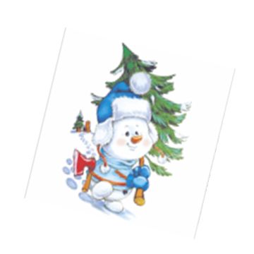 НГ Салфетки (24х24) 1-сл Снеговичок с елкой (40) 1/32