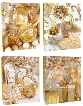 НГ Пакет подарочный бумажный (26х32х10) Украшения блеск 1/12