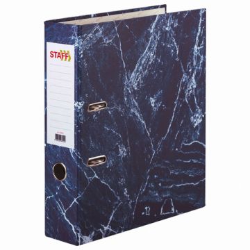 Папка-регистратор А4 80мм STAFF Basic с мраморным покрытием синяя без уголка 1/20 