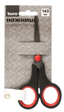 Ножницы 140мм метал черно-красные вставки европодвес Smart Buro 1/12/120