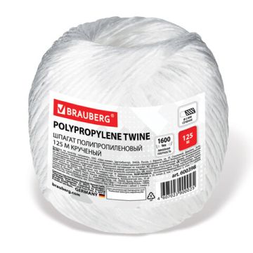 Шпагат РР BRAUBERG, диаметр 2 мм, длина 125 м,линейная плотность 1600 текс 1/30 