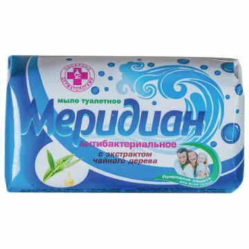 Мыло туалетное 100гр в обертке Антибактериальное (Меридиан) Экстракт чайного дерева 1/58 