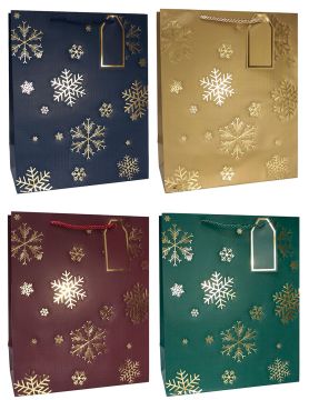 НГ Пакет подарочный бумажный (26х32х12) Снежинки 1/12