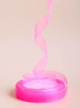 Лента органза 9мм 25м розовый яркий 1/10