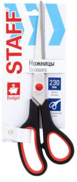 Ножницы 230мм метал черно-красные резиновые вставки Staff 1/12/360