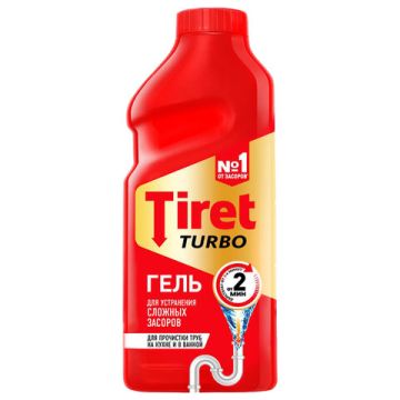 Средство жидкое 500мл Tiret (Тирет) Турбо гель для прочистки канализационных труб 1/12