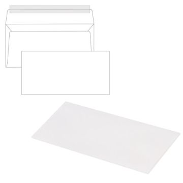 Конверты Е65 110х220мм 80 г/м2 отрывная полоса STRIP белые 1000/1000