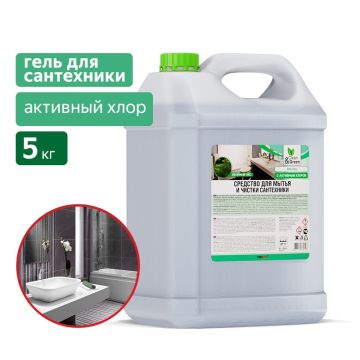 Средство жидкое 5л чистящее гель для сантехники Bio-Gel Clean&Green 1/4