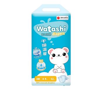 Подгузники детские WATASHI 3/М 4-9кг 52шт 1/2 