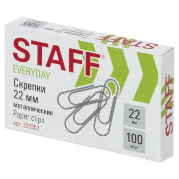Скрепки 22мм 100шт металлические эконом STAFF 1/33/198