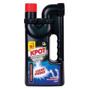 Средство жидкое 1л Крот для растворения загрязнений стоков канализационных труб Торнадо 1/10
