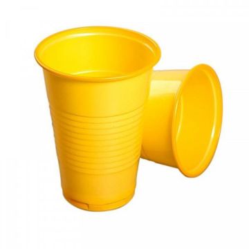 Стакан одноразовый ПП 0,2л цвет желтый Атлас 100/3000