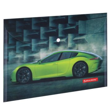 Папка-конверт с кнопкой BRAUBERG SPORT CAR, А4