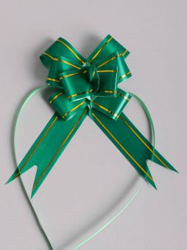 Бант-бабочка 2,3х45см зеленый с золотой полосой 10/10