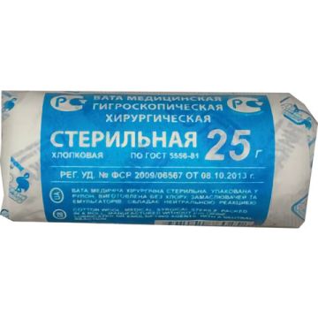 Вата хирургическая стерильная НИКА 25г 1/400 