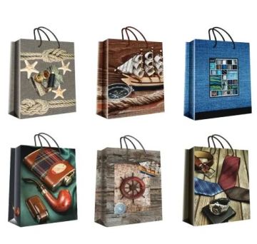 Пакет подарочный бумажный (12х15х6) ламинир мужской ассорти 1/20