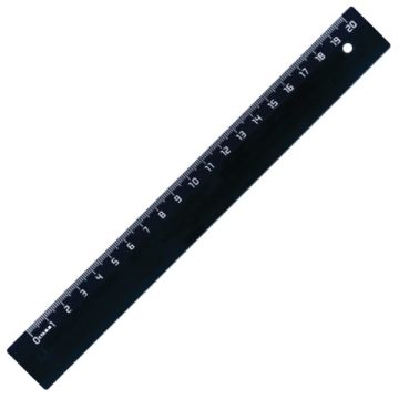 Линейка 20см пластиковая непрозрачная черная СТАММ 1/20/100