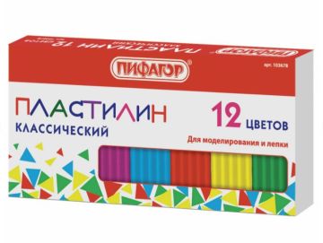 Пластилин 12цв 120г классический ПИФАГОР 1/30
