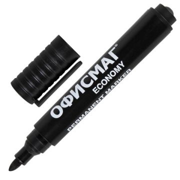 Маркер перманентный черный 3мм круглый наконечник ОФИСМАГ Economy 1/12