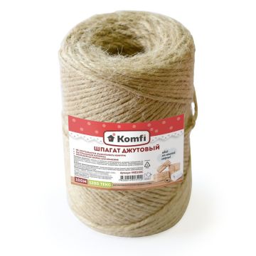 Шпагат джутовый 1200текс 100м бурый  цилиндр Komfi 1/60