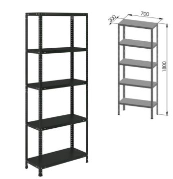 Стеллаж металлический BRABIX ГРАФИТ MS KD-1800х700х300мм 5 полок 1/1 