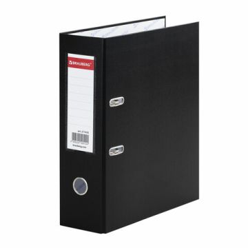 Папка-регистратор А4 90мм BRAUBERG с покрытием из ПВХ черная 1/12