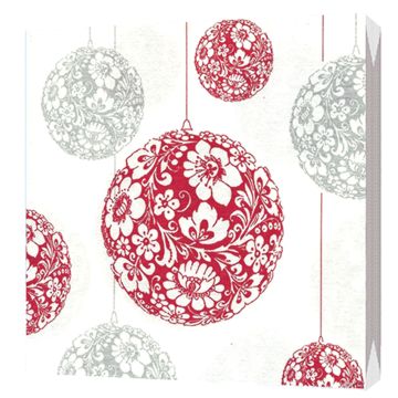 НГ Салфетки (33х33) 2-сл Новогодние шары красный+серебро (20) 1/16