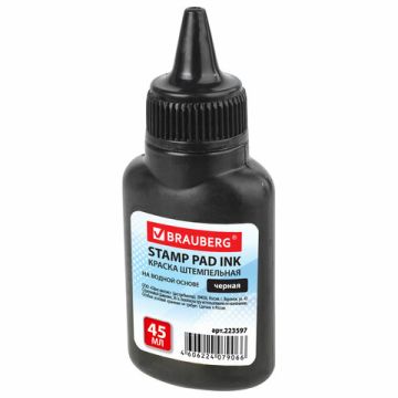 Штемпельная краска черная 45мл на водной основе Brauberg 1/12/72
