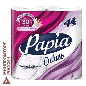 Туалетная бумага быт 4сл белая 4х16м PAPIA DELUXE 1/14 