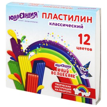Пластилин 12цв 240г классический, стек ЮНЛАНДИЯ Юный волшебник 1/16