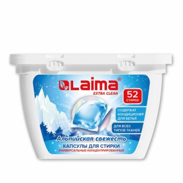 Капсулы для стирки концентрированные 52 шт 3 в 1 АЛЬПИЙСКАЯ СВЕЖЕСТЬ LAIMA 1/36 