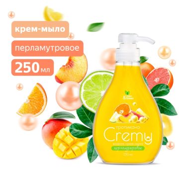 Мыло жидкое крем 250мл с дозатором Cremy тропикано с перламутром Clean&Green 1/12