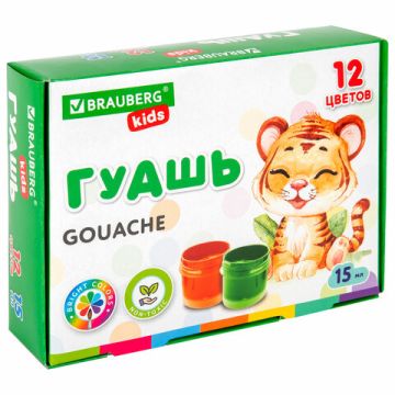 Гуашь 12цв 15мл Brauberg Kids 1/12