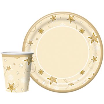 Тарелка бумажная d-230мм Звезды на ванили 10 шт 1/48