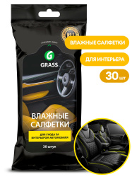 Салфетки влажные для ухода за интерьером автомобиля (30шт) Грасс GRASS 1/16