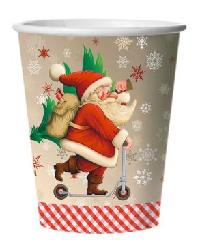 НГ Стакан бумажный 250мл Дед мороз и самокат 10шт 1/48