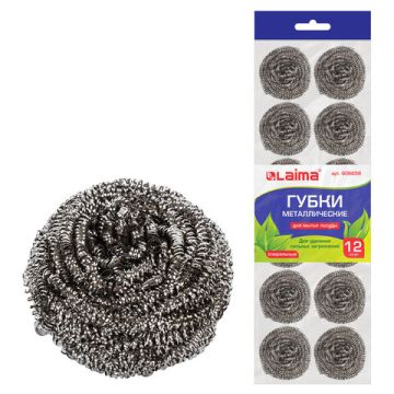 Мочалка для посуды металлическая (12шт) ЛАЙМА сетчатые по 15г 1/48 