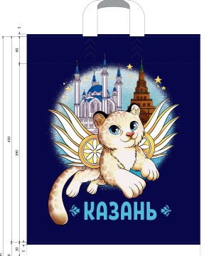 Пакет с петлевой ручкой (38х45)-60 Казань Барс 100/500