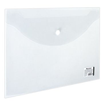 Папка-конверт с кноп.BRAUBERG,прозр, до 100л