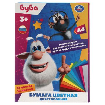 Цветная бумага А4 12л 12цв двухстор офсет Буба Умка 1/30