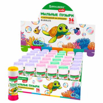 Мыльные пузыри 60мл с игрушкой BRAUBERG Kids 1/36/216