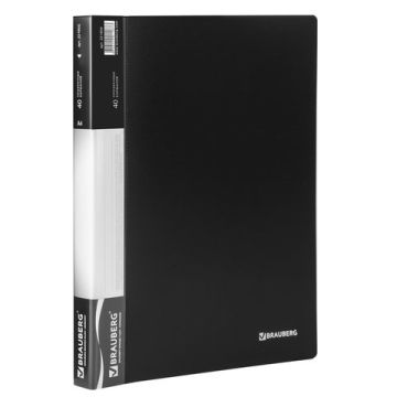Папка 40 вклад торц карман с бум встав BRAUBERG "Стандарт" черная 0,7мм 1/30