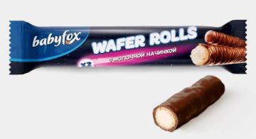 Продукты, Вафельные трубочки BabyFox Wafer Rolls с молочной начинкой 16 г 1/26