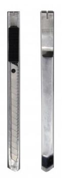 Нож канцелярский 9мм выдвижное лезвие фиксатор сталь Silwerhof 1/20