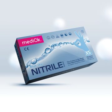 Перчатки смотровые нитриловые неопудренные NITRILE OPTIMA голубые S 50/1000