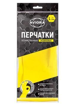 Резиновые перчатки с х/б напыл латекс хозяйств Aviora L 40гр 12/120