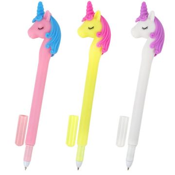 Ручка шариковая синяя 0,7мм силиконовый корп, ассорти фигурная ЮЛАНДИЯ Единорог 1/12