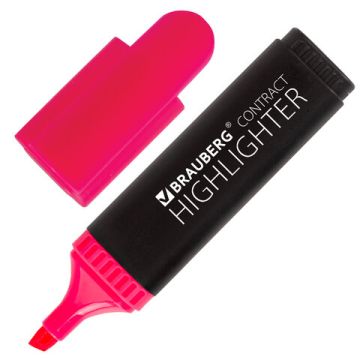 Текстмаркер розовый 1-5мм скошенный наконечник BRAUBERG CONTRACT 1/10